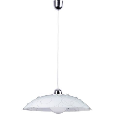 lampada a sospensione vetro Jolly plastica modello bianco / cromo Ø40cm H: 90cm