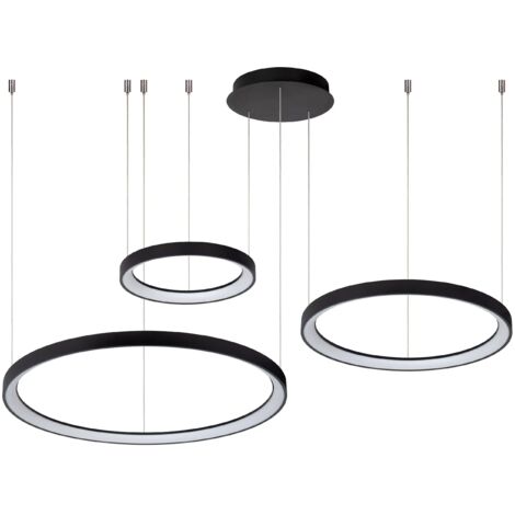 Lampada a sospensione Vidal 3 anelli nera LED 120W Lucide