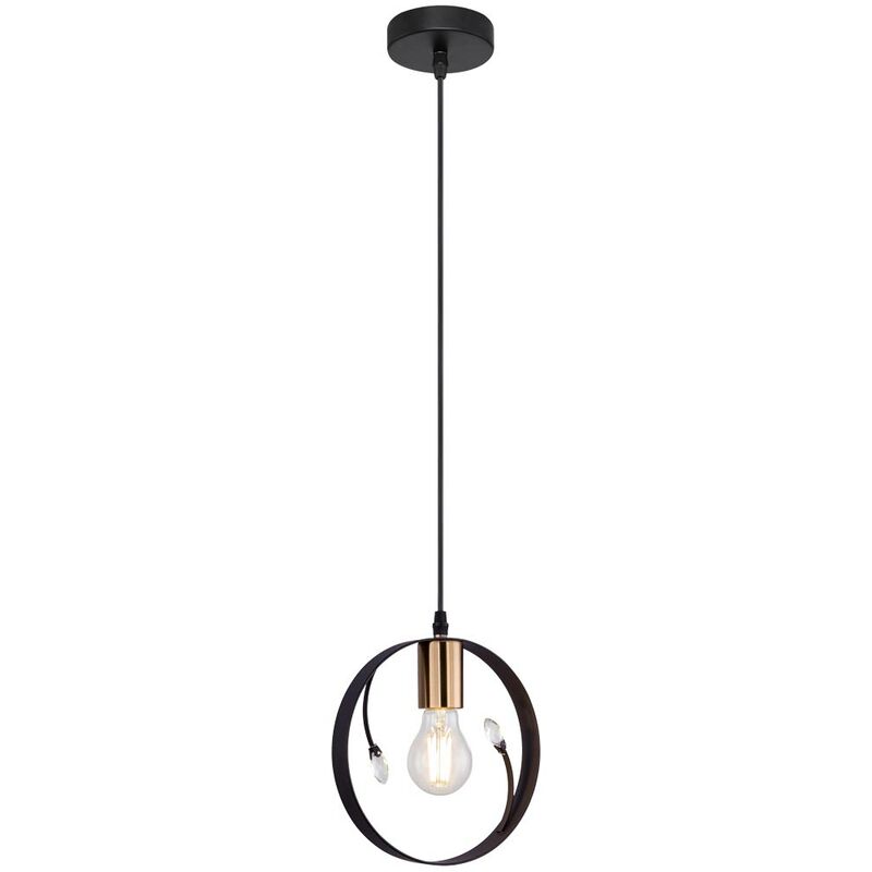 Image of Etc-shop - Lampada a sospensione vintage a soffitto Lampada a sospensione in cristallo con design ad anello di illuminazione per soggiorno