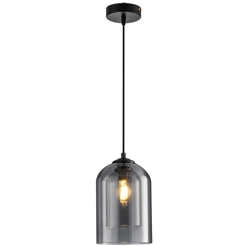 Image of Lampada a Sospensione Vintage Illuminazione a Sospensione Vetro Luce a Sospensione Cavo Regolabile - Grigio Fumo