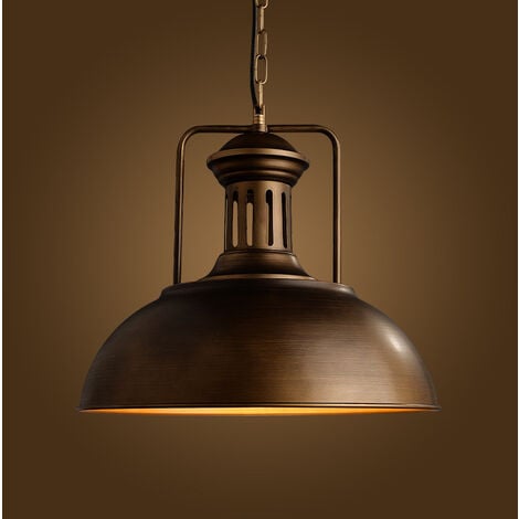 WOTTES Lampada a Sospensione Vintage Industriale Lampadario Paralume Metallo Bronzo Illuminazione Pendente Regolabile E27 Ø33CM