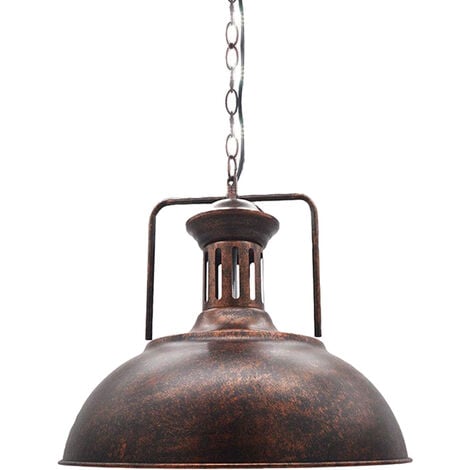 Lampada a Sospensione Vintage Industriale Lampadario Paralume Metallo Ruggine Illuminazione Pendente Regolabile E27 Ø33CM