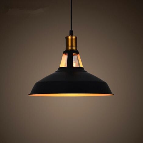 Lampada a Sospensione, Vintage Lampada da Soffitto con Paralume in Metallo, Industriale Stile Illuminazione Supporto Edison E27 per Corridoio Cucina Isaland Camera da Letto Scala (Nero e Bianco)