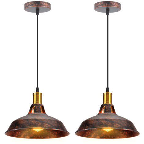 Lampada a Sospensione, Vintage Lampada da Soffitto con Paralume in Metallo, Industriale Stile Illuminazione Supporto Edison E27 per Corridoio Cucina Isaland Camera da Letto Scala Ruggine - 12 Pezzi