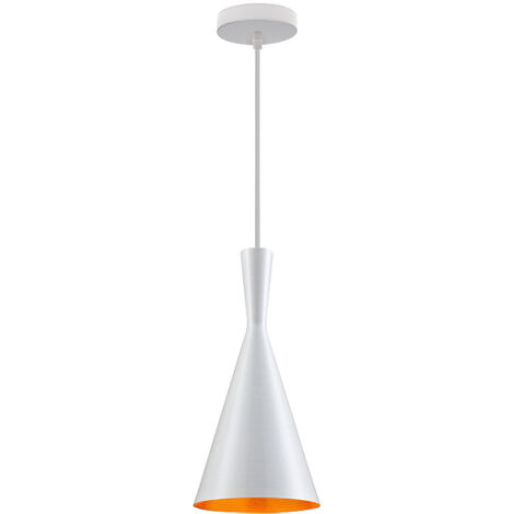 Lampada a Sospensione, Vintage Lampada da Soffitto in Metallo, Insdustraile Stile Illuminazione con Ø19cm Paralume per Soggiorno Sala da Pranzo Bianco 1 Pezzi