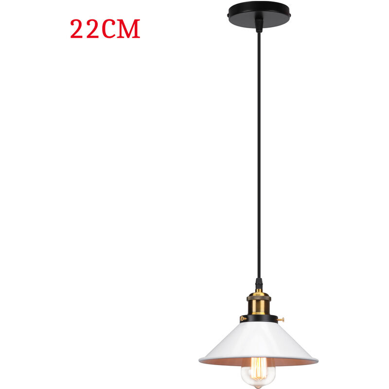 Image of Axhup - Lampada a Sospensione, Vintage Lampadario da Soffitto con Ø22cm Paralume in Ferro, Illuminazione in Industriale Stile Edison E27 per Cucina