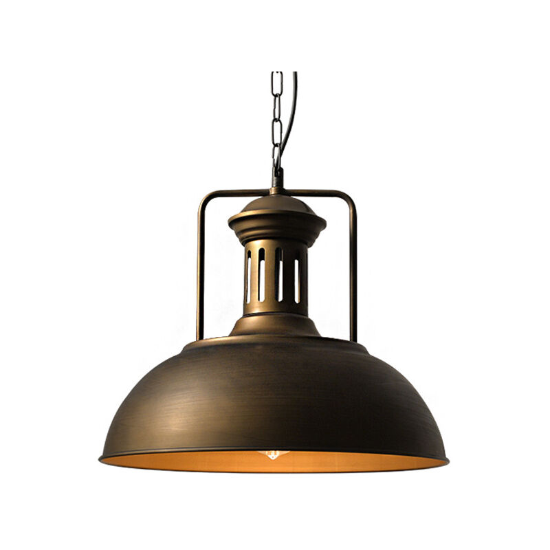 Image of Lampada a Sospensione, Vintage Lampadario da Soffitto con Ø33cm Paralume in Ferro, Industriale Stile Cupola Illuminazione Edison E27 per Corridoio