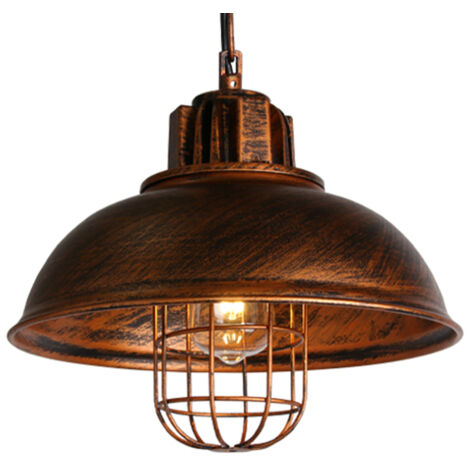 Lampada a Sospensione, Vintage Luce da Soffitto con Ø33cm Paralume in Ferro, Industriale Stile Illuminazione Supporto Edison E27 per Corridoio Cucina Isaland Camera da Letto Scala (1X Rame)
