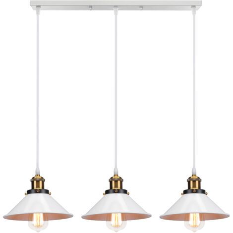 Lampada a Sospensione Vintage Rustico Lampada da Soffitto Industriale Ferro E27 Altezza Regolabile per Sala Cucina Salotto Camera da Letto (Bianca)