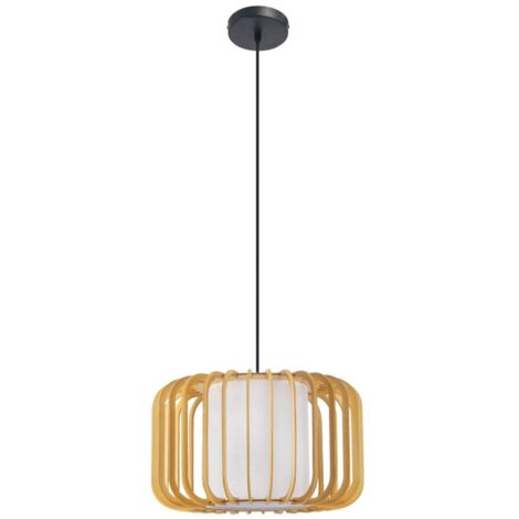 Lampada a sospensione Viva in legno nero e chiaro per lampadina E27
