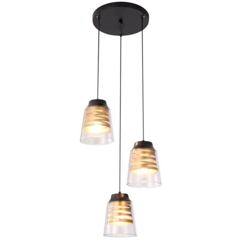 Lampada a sospensione ZENAida BLACK TRASPARENTE E27 3X MAX 40W L: 120 cm ø40cm dimmerabile