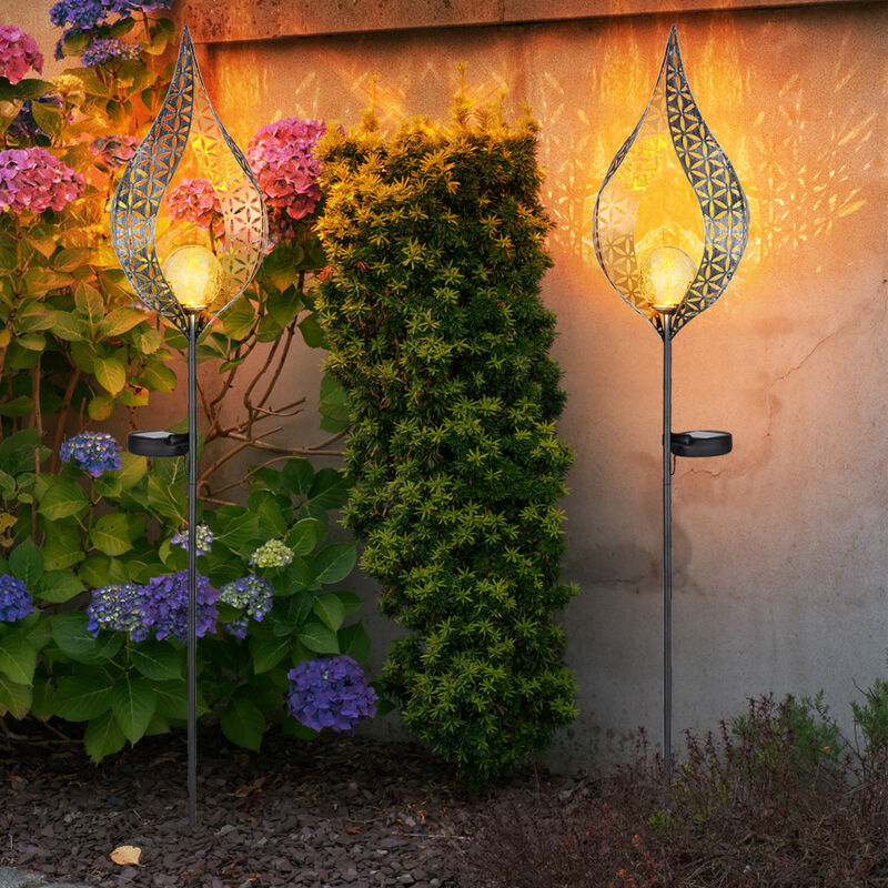 Image of Lampada a spina a luce solare lampada a spina da giardino a fiamma decorazione solare da giardino per esterni con picchetto ed effetto luce, 1x led