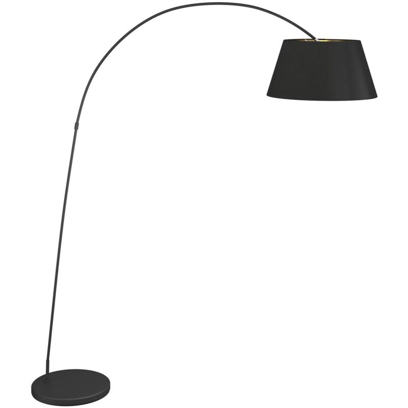 Lindby Lampada ad arco Esti, paralume nero-oro di
