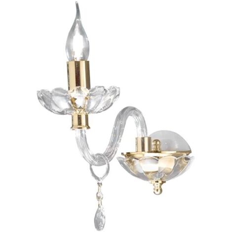 Lampada applique 12 cm 1 luce E14 - cristallo e vetro BRIGIDA Oro