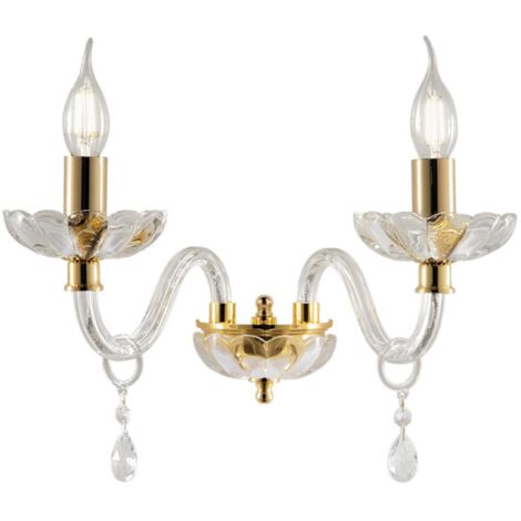 Lampada applique 35 cm 2 luci E14 - cristallo e vetro BRIGIDA