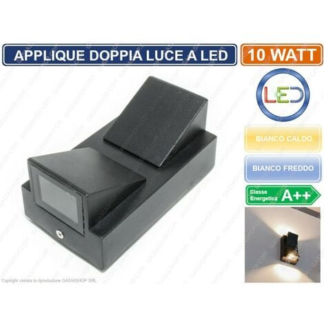 DRIWEI LAMPADA APPLIQUE A MURO 10 WATT DOPPIA EMISSIONE LUMINOSA 900 LUMEN DA ESTERNO COLORE NERO 3000K 6500K - Colore Luce: Bianco Caldo