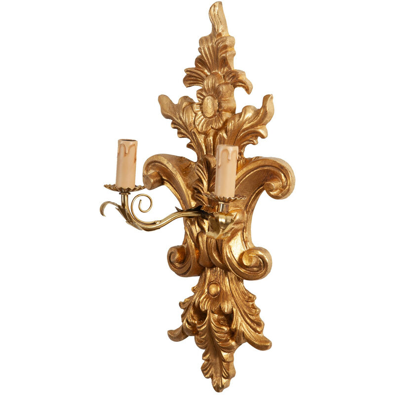 Image of Biscottini - Applique shabby oro 25x18x55 cm Applique da parete interno shabby Lampada vintage Applique da parete interno stile barocco