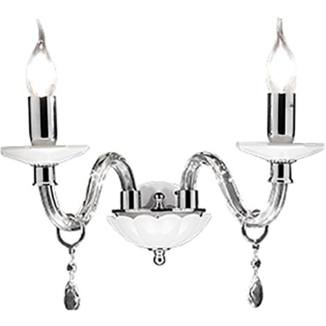Lampada applique in cristallo 35 cm LIVIA Bianco a 2 luci