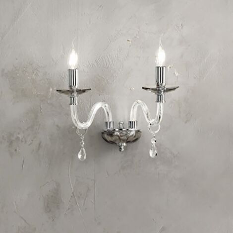 Lampada applique in cristallo 35 cm LIVIA Fume' a 2 luci