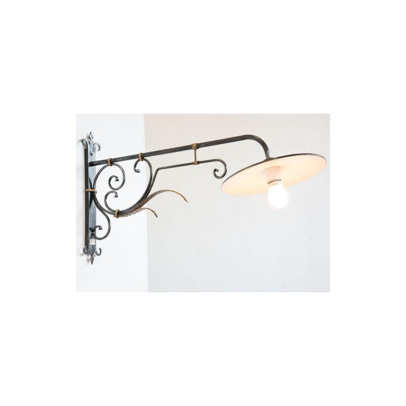 Image of Cruccolini - Lampada applique lanterna ferro battuto con piatto lux d32 lanterne lampade