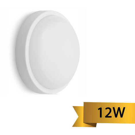 Lampada Applique Parete Plafoniera LED 12W Rotonda Luce Fredda Interno Esterno
