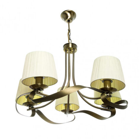 lampada baeza 5xe14 pelle beige paralume regx55x55 cm