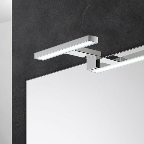 Lampada bagno a LED 18 cm cromo lucido doppia modalità di installazione