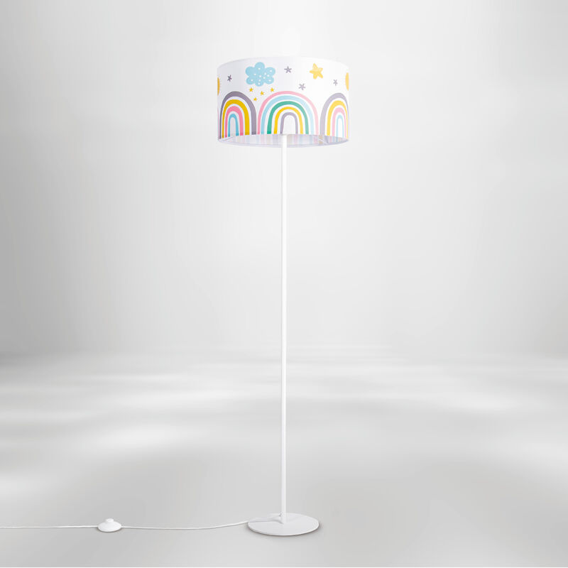 Image of Lampada Bambini Cameretta Bebè Arcobaleno Stelle Lampada Terra Tavolo Soffitto Lampada da terra - Bianca, Multicolore 1 (Ø38 cm) - Paco Home