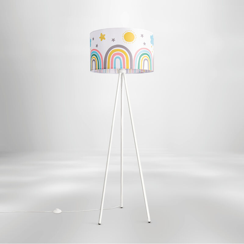 Image of Lampada Bambini Cameretta Bebè Arcobaleno Stelle Lampada Terra Tavolo Soffitto Lampada da terra - Bianca, Multicolore 1 (Ø45.5 cm) - Paco Home