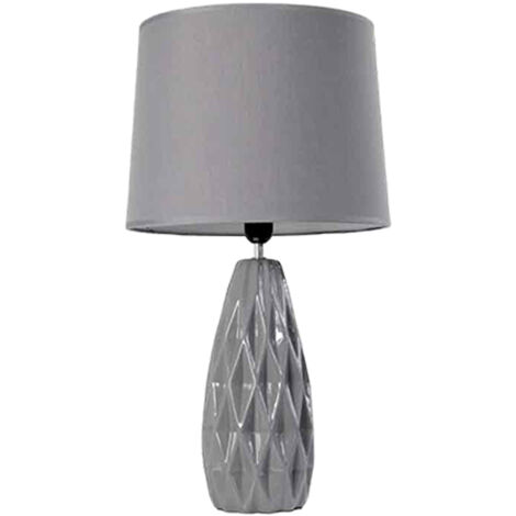 LAMPADA BIANCA CON STRUTTURA IN CERAMICA 34 X 34 X 62.5 CM GRIGIA