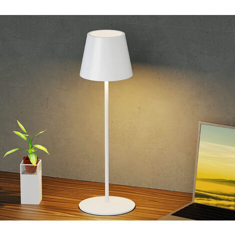 Lampada Bianca Tavolo Touch LED Ricaricabile Luce Da Scrivania Decorativa