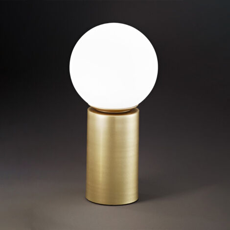 Lampada Birillo da tavolo in metallo oro spazzolato attacco E14 touch e dimmerabile d.9cm