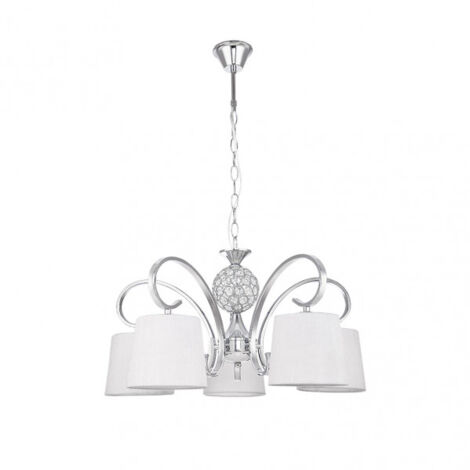 lampada bogota 5xe14 cromo bianco paralume regx57x57 cm