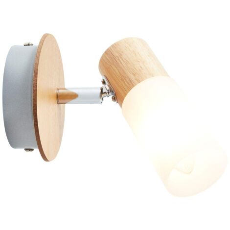 Lampada BRILLIANT Babsan Faretto da parete in legno chiaro/bianco  1x C35, E14, 3,5 W, adatto per lampade a candela (non incluse)  Scala da A ++ a E  Testa orientabile