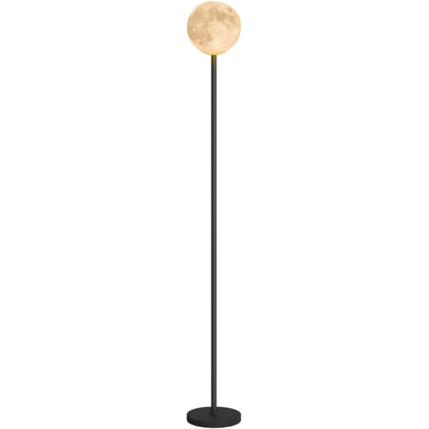 Lampada con paralume a forma di luna, interruttore a pedale, 3 temperature di colore, metallo, nero