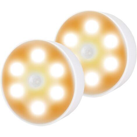 Lampada con sensore di movimento, luce LED notturna ricaricabile con adesivi 3M e magneti, per sala, bagno e corridoio (bianco caldo, 2 pezzi).