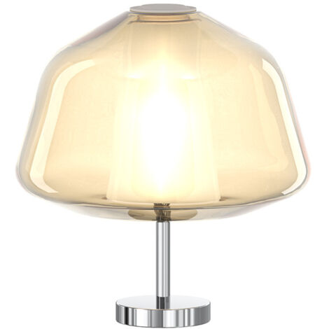 Lampada Contemporanea Double Skin Alpha Metallo Cromo Vetro Ambra 1 Luce E27