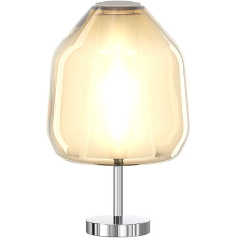 Lampada Contemporanea Double Skin Beta Metallo Cromo Vetro Ambra 1 Luce E27