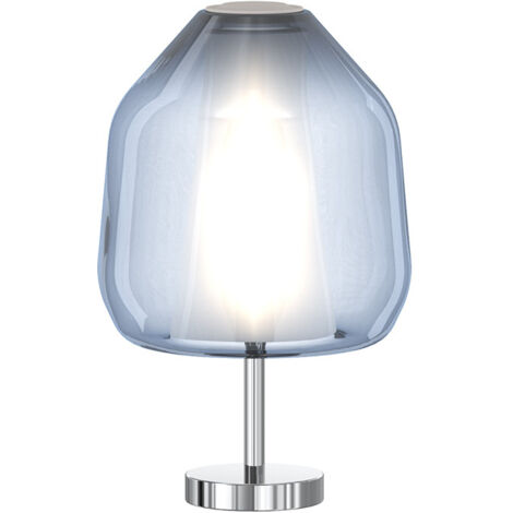 Lampada Contemporanea Double Skin Beta Metallo Cromo Vetro Blu 1 Luce E27
