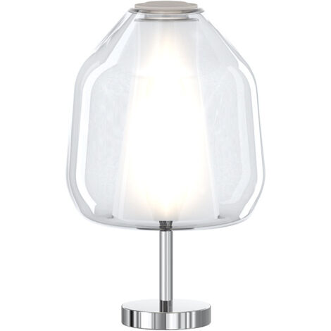 Lampada Contemporanea Double Skin Beta Metallo Cromo Vetro Trasp. 1 Luce E27