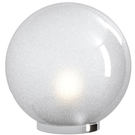 Lampada Contemporanea Glitter Metallo Cromo Vetro Soffiato Trasp 1 Luce E27 30Cm
