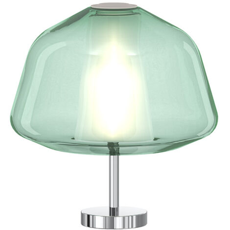 Lampada Conteporanea Double Skin Alpha Metallo Cromo Vetro Verde 1 Luce E27