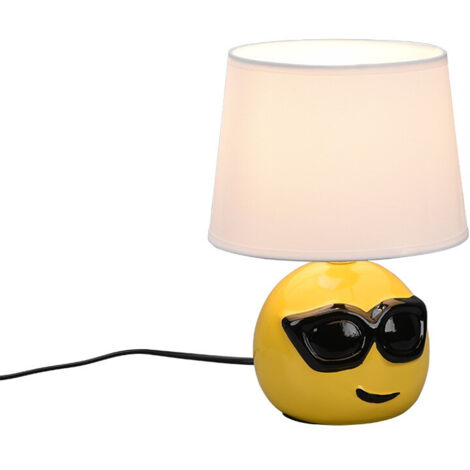 Lampada COOLIO  in ceramica smile occhiali da sole con paralume bianco R51201001