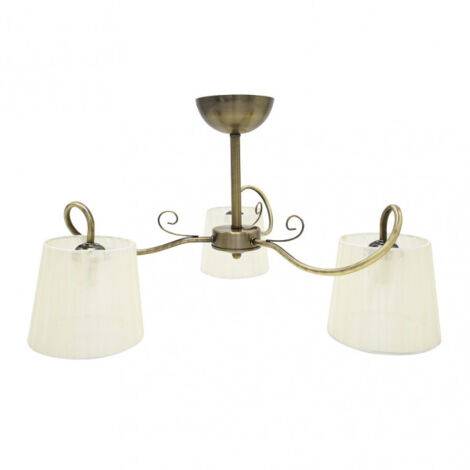 Lampada Cuzco de tres luces con pantalla beige, Cuero sat. 37x60x60 Cm Fabrilamp