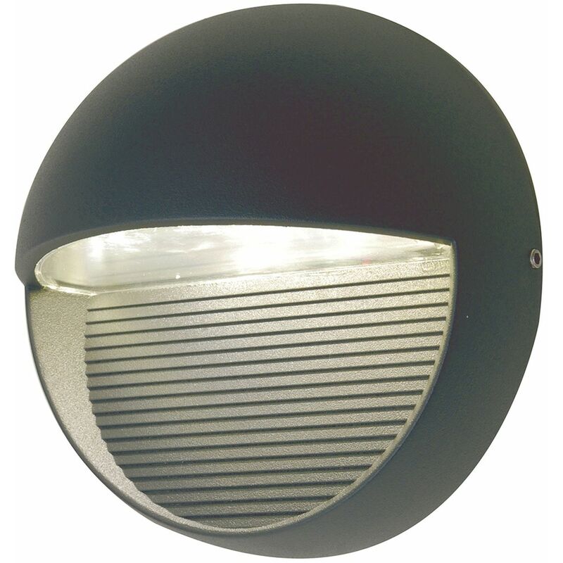 Image of Licht-erlebnisse - Lampada da applique a led in alluminio antracite rotonda IP65 robusta - Antracite