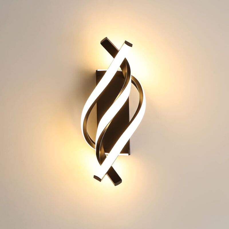 Lampada da , Applique da Parete led Moderno 20W , Appliques Camera da Letto Design Curvo 3000K Luce Bianca Calda, Nero