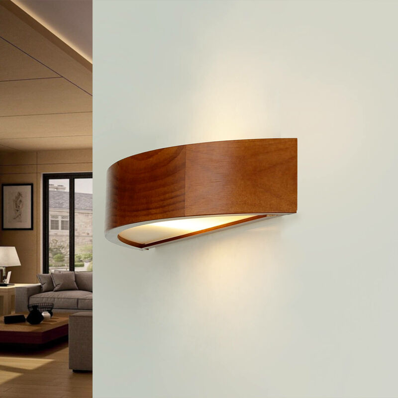 Image of Licht-erlebnisse - Lampada da applique in legno Lampada da sala 40cm versatile arbaro - Legno rustico