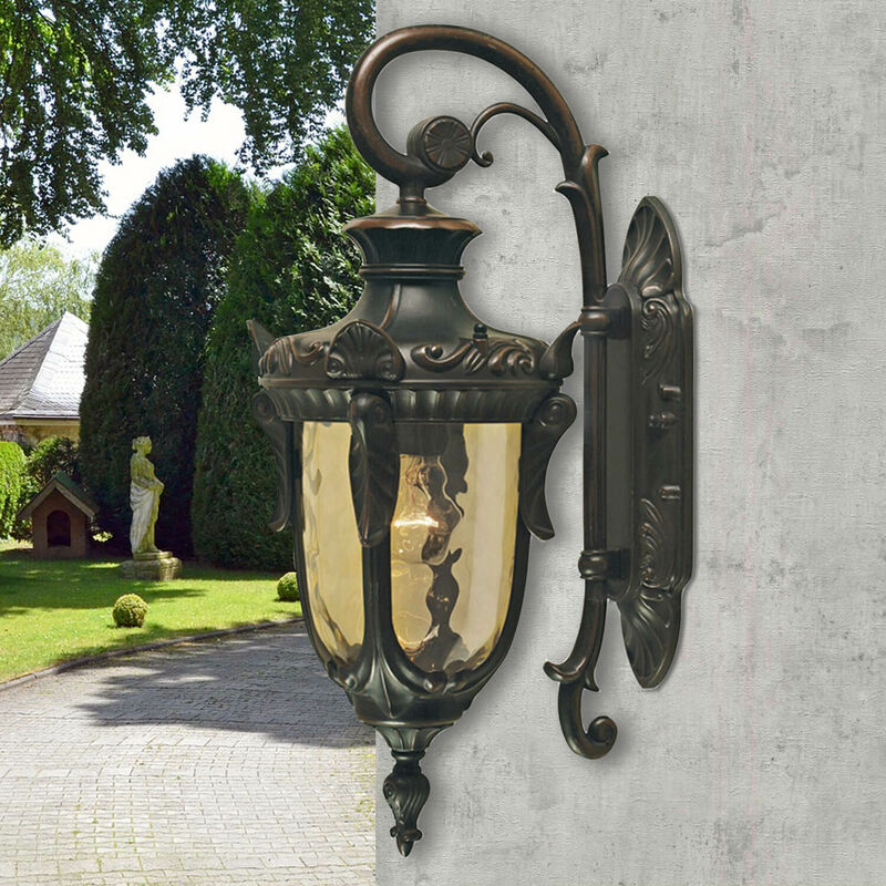 Image of Licht-erlebnisse - Lampada da applique per esterni in bronzo rustico IP44 Casa e cortile - Bronzo antico, crema