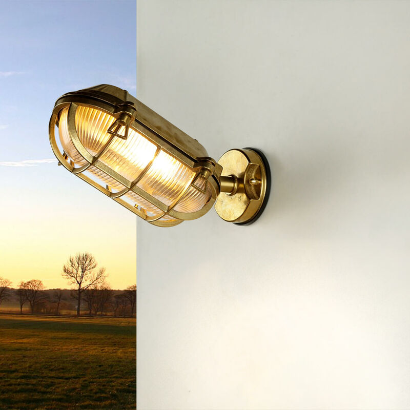 Image of Lampada da applique per esterni in ottone Casa Marittima resistente alle intemperie - ottone, trasparente/trasparente