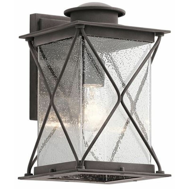 Image of Licht-erlebnisse - Lampada da applique per esterni in vetro acciaio IP44 Design vintage - Zinco alterato, trasparente
